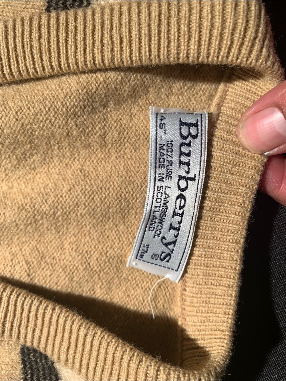 Burberry Tan Nova Check v neck Sweater - Picture 3 of 6
